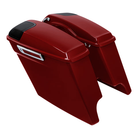 HR3 Billiard Red 5" Stretched Extended Saddlebags with Speaker Lids FOR Harley Touring 2014-2023