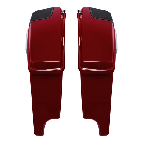 HR3 Billiard Red 5" Stretched Extended Saddlebags with Speaker Lids FOR Harley Touring 2014-2023