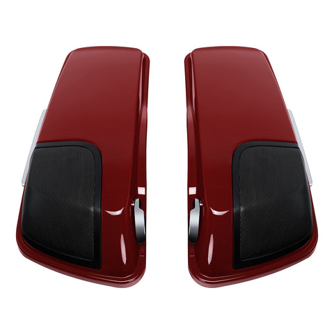 HR3 Billiard Red 5" Stretched Extended Saddlebags with Speaker Lids FOR Harley Touring 2014-2023