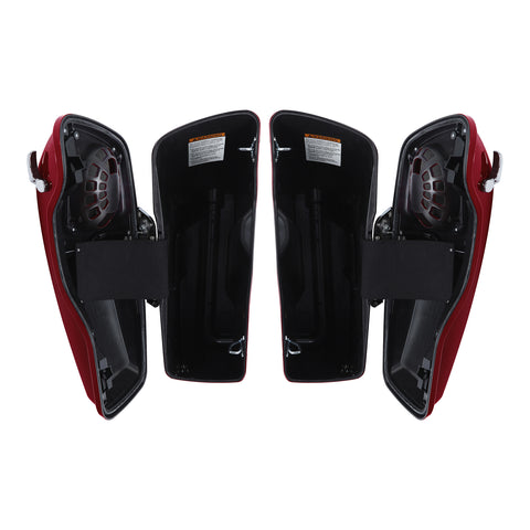 HR3 Billiard Red 5" Stretched Extended Saddlebags with Speaker Lids FOR Harley Touring 2014-2023