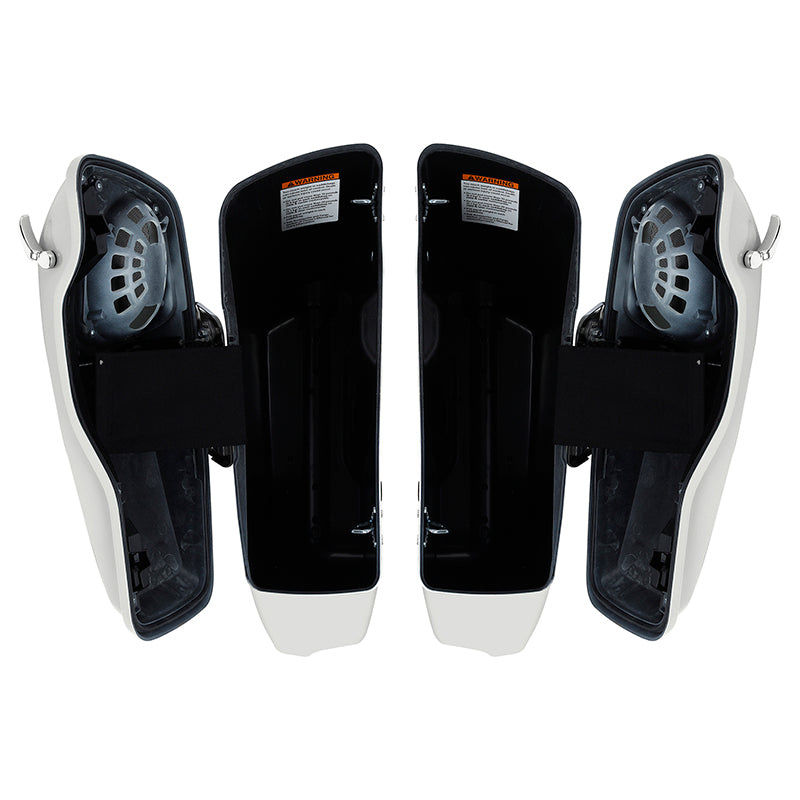 HR3 Bonneville salt pearl CVO Stretched Saddlebags with Speaker Lids For 14-23 Harley Touring