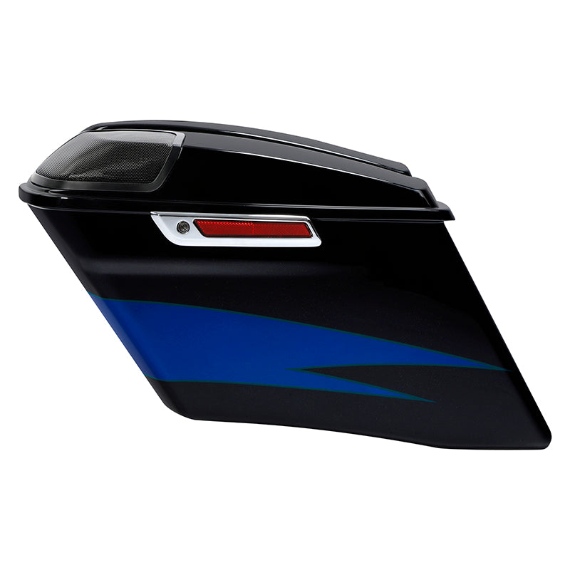 HR3 Candy Cobalt / Indigo Ink CVO Stretched Saddlebags with Speaker Lids For 14-23 Harley Touring