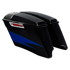 HR3 Candy Cobalt / Indigo Ink CVO Stretched Saddlebags with Speaker Lids For 14-23 Harley Touring