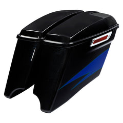 HR3 Candy Cobalt / Indigo Ink CVO Stretched Saddlebags with Speaker Lids For 14-23 Harley Touring
