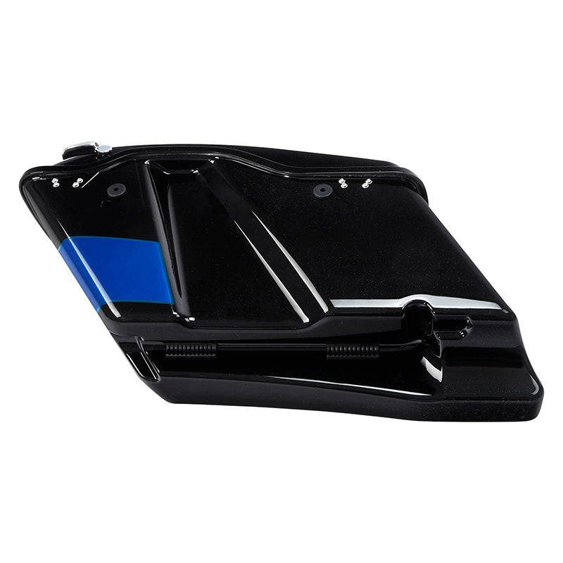 HR3 Candy Cobalt / Indigo Ink CVO Stretched Saddlebags with Speaker Lids For 14-23 Harley Touring