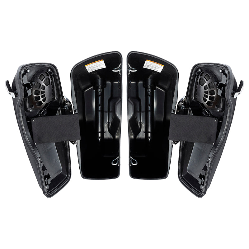 HR3 Candy Cobalt / Indigo Ink CVO Stretched Saddlebags with Speaker Lids For 14-23 Harley Touring
