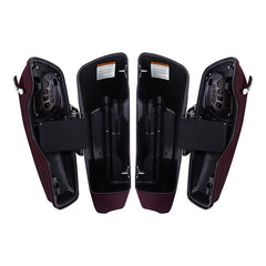 HR3 Billiard-Burgundy CVO Stretched Saddlebags with Speaker Lids For 14-23 Harley Touring
