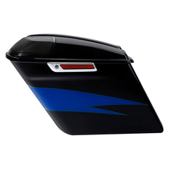 HR3 Candy Cobalt / Indigo Ink 5" Stretched Extended Saddlebags with speaker lids For Harley Touring 2014-2023