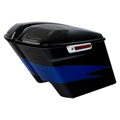 HR3 Candy Cobalt / Indigo Ink 5" Stretched Extended Saddlebags with speaker lids For Harley Touring 2014-2023