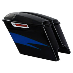 HR3 Candy Cobalt / Indigo Ink 5" Stretched Extended Saddlebags with speaker lids For Harley Touring 2014-2023