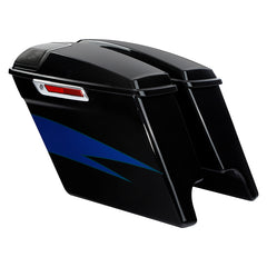 HR3 Candy Cobalt / Indigo Ink 5" Stretched Extended Saddlebags with speaker lids For Harley Touring 2014-2023