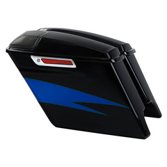 HR3 Candy Cobalt / Indigo Ink 5" Stretched Extended Saddlebags with speaker lids For Harley Touring 2014-2023