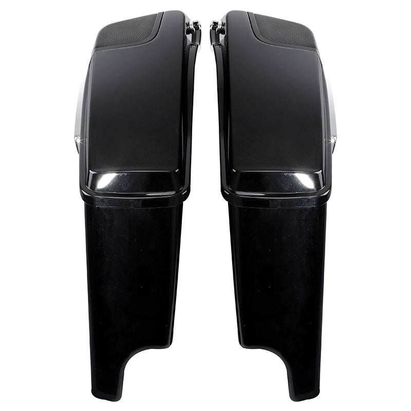 HR3 Candy Cobalt / Indigo Ink 5" Stretched Extended Saddlebags with speaker lids For Harley Touring 2014-2023