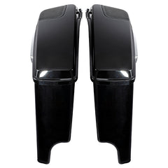 HR3 Candy Cobalt / Indigo Ink 5" Stretched Extended Saddlebags with speaker lids For Harley Touring 2014-2023