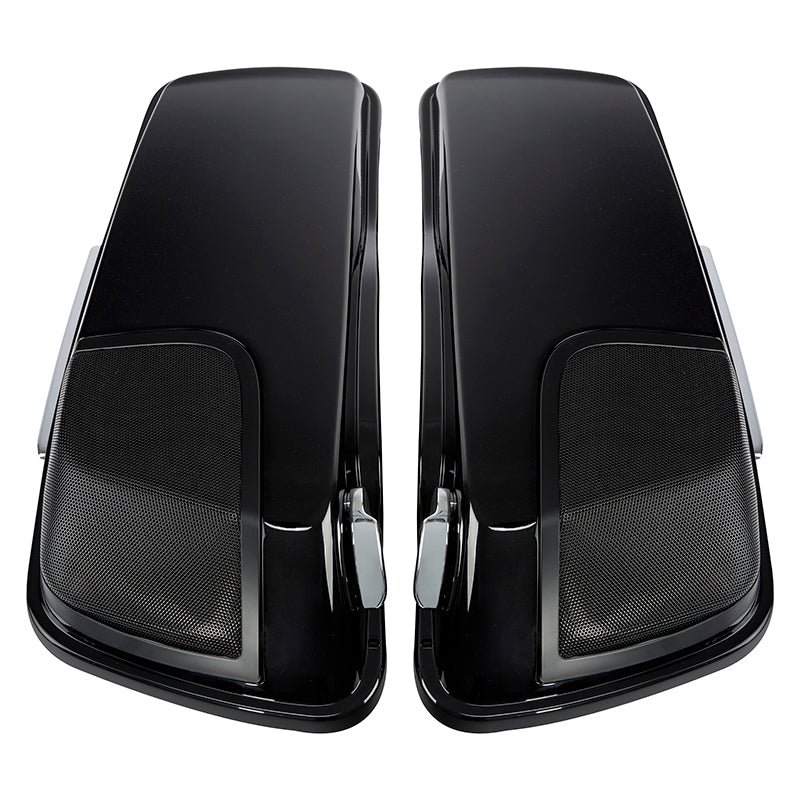 HR3 Candy Cobalt / Indigo Ink 5" Stretched Extended Saddlebags with speaker lids For Harley Touring 2014-2023