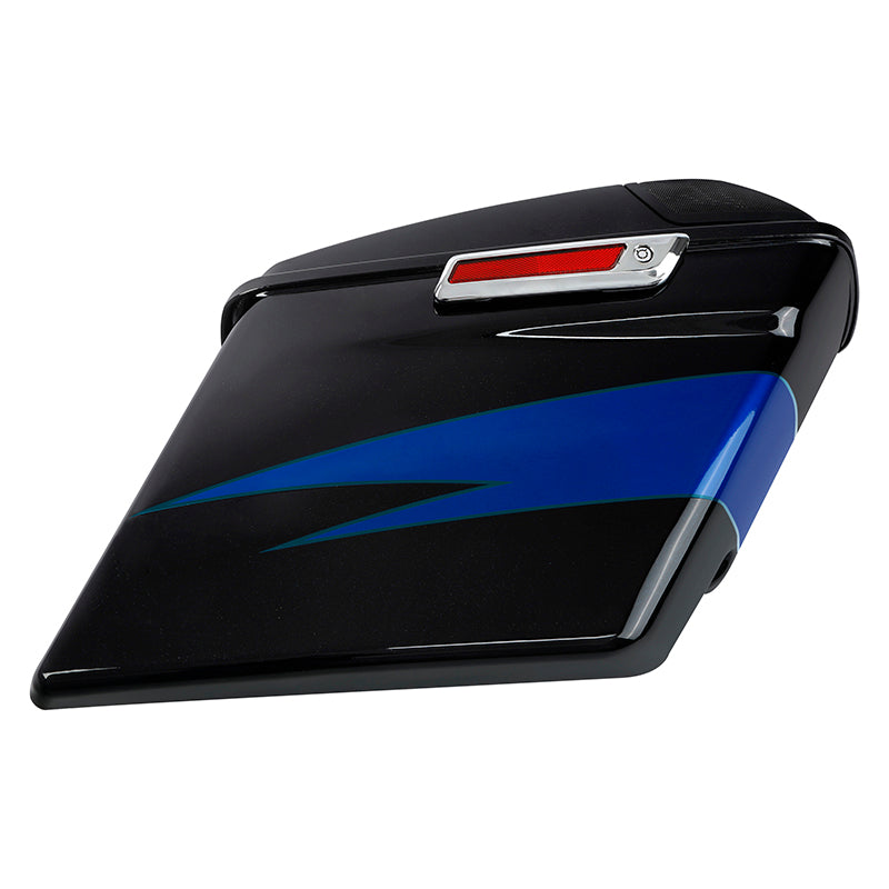 HR3 Candy Cobalt / Indigo Ink 5" Stretched Extended Saddlebags with speaker lids For Harley Touring 2014-2023