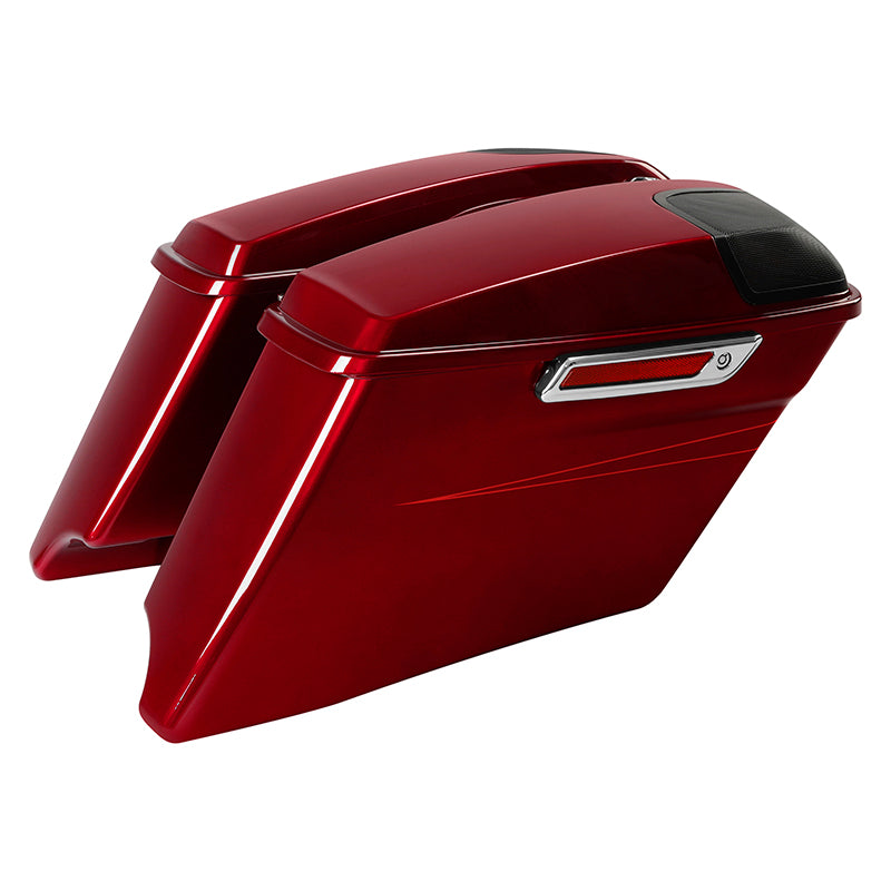 HR3 Velocity Red Sunglo 2017S CVO Stretched Saddlebags with Speaker Lids For 2014-2023 Harley Touring[Restocking]