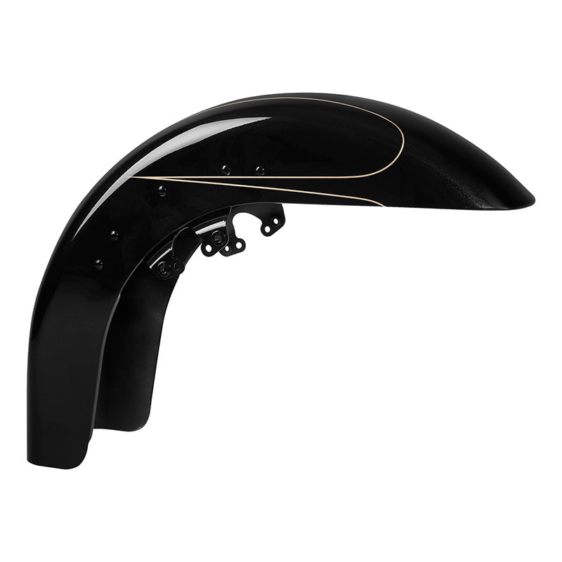 HR3 Black Quartz Motorcycle 18" Wide Tire Front Mudguard Fender For Harley Touring Models 2014-2023