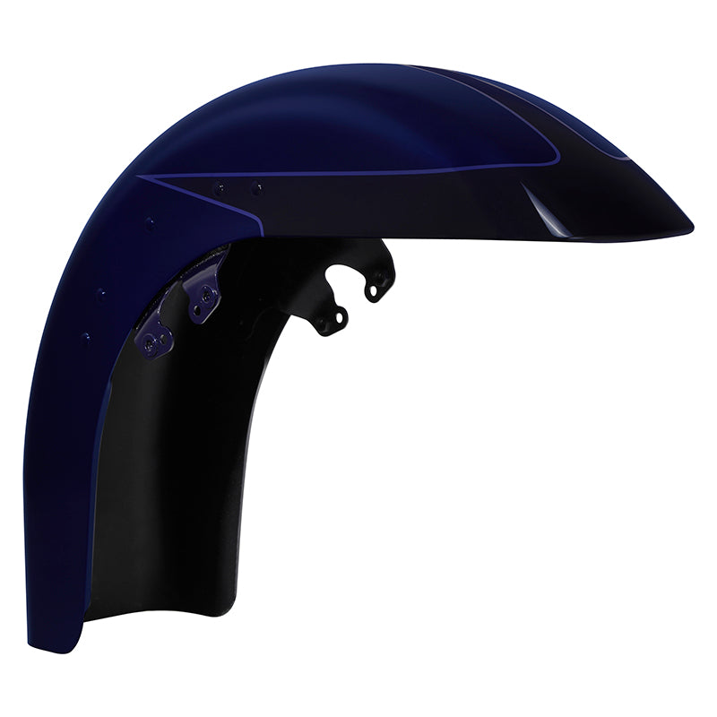 HR3 Zephyr Blue / Black Sunglo Motorcycle 18" Wide Tire Front Mudguard Fender For Harley Touring Models 2014-2023