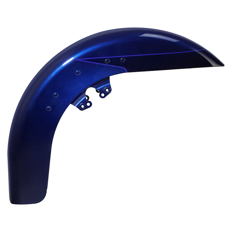 HR3 Zephyr Blue / Black Sunglo Motorcycle 18" Wide Tire Front Mudguard Fender For Harley Touring Models 2014-2023