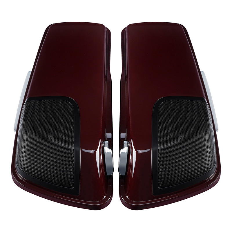 HR3 Billiard-Burgundy 5" Stretched Extended Saddlebags with speaker lids For Harley Touring 2014-2023