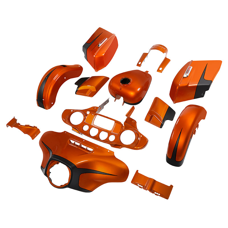 HR3 Scorched Orange / Black Denim Complete Body Fairing Kit For Harley Street Glide Special FLHXS 14-23