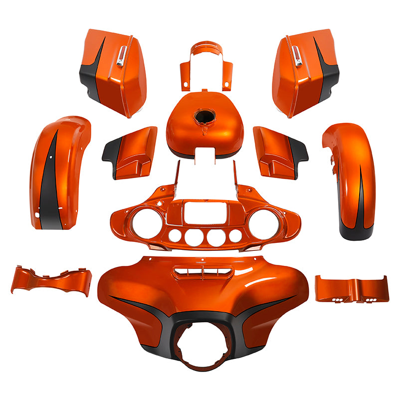 HR3 Scorched Orange / Black Denim Complete Body Fairing Kit For Harley Street Glide Special FLHXS 14-23