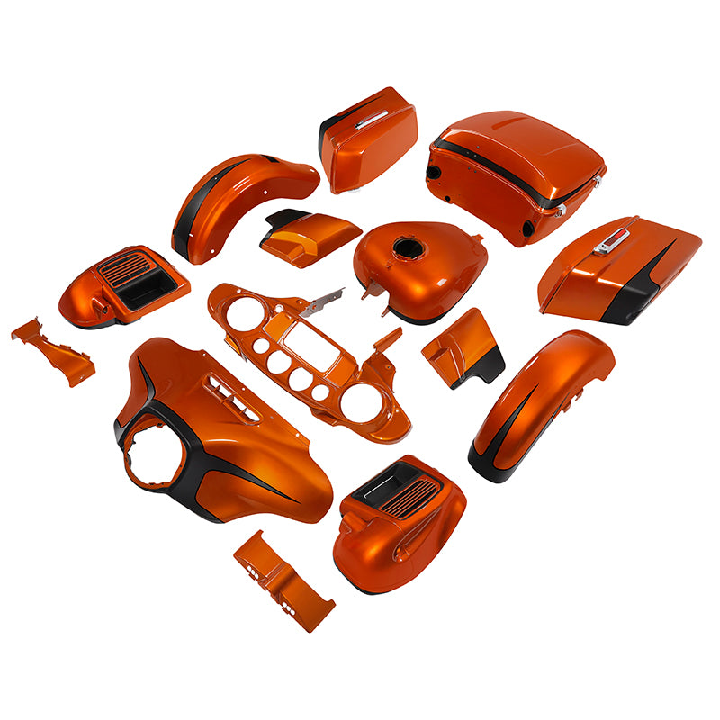 HR3 Scorched Orange / Black Denim Complete Body Fairing Kit For Harley Ultra Limited FLHTK 14-23