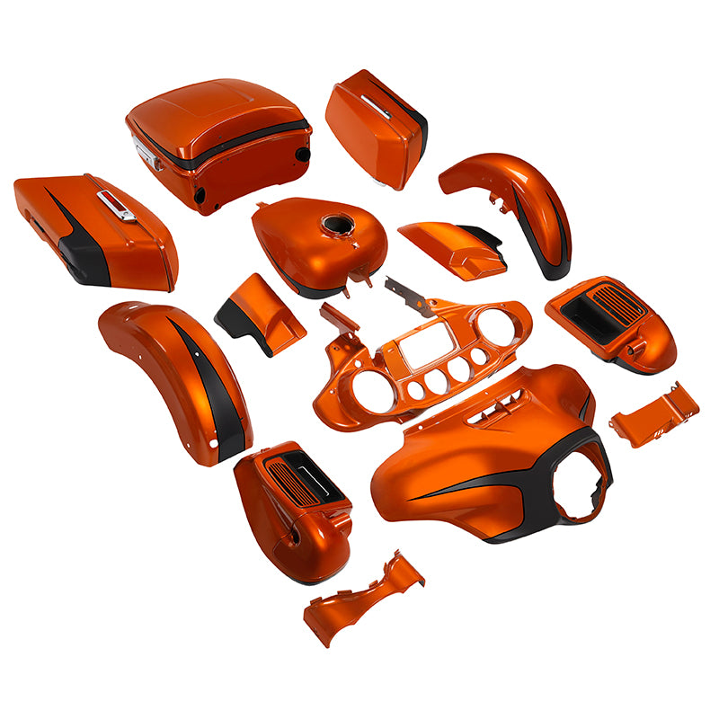 HR3 Scorched Orange / Black Denim Complete Body Fairing Kit For Harley Ultra Limited FLHTK 14-23