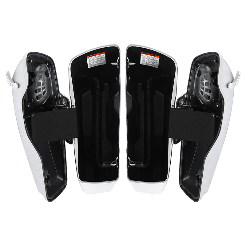 HR3 Candy Red / Silver Honeycomb Fade CVO Stretched Saddlebags with Speaker Lids For 14-23 Harley Touring