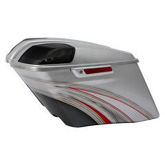 HR3 Candy Red / Silver Honeycomb Fade CVO Stretched Saddlebags with Speaker Lids For 14-23 Harley Touring