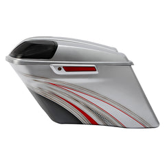 HR3 Candy Red / Silver Honeycomb Fade CVO Stretched Saddlebags with Speaker Lids For 14-23 Harley Touring
