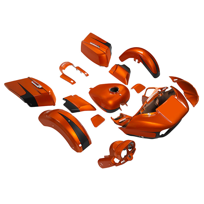HR3 Scorched Orange / Black Denim Complete Body Fairing Kit For Harley Road Glide Special FLTRXS 15-23