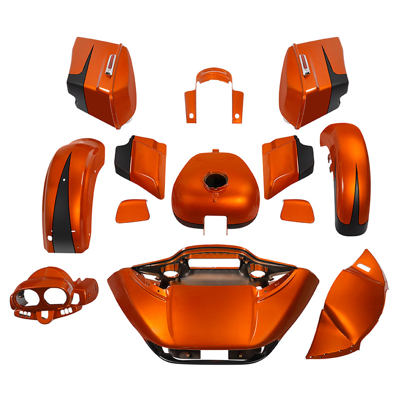 HR3 Scorched Orange / Black Denim Complete Body Fairing Kit For Harley Road Glide Special FLTRXS 15-23