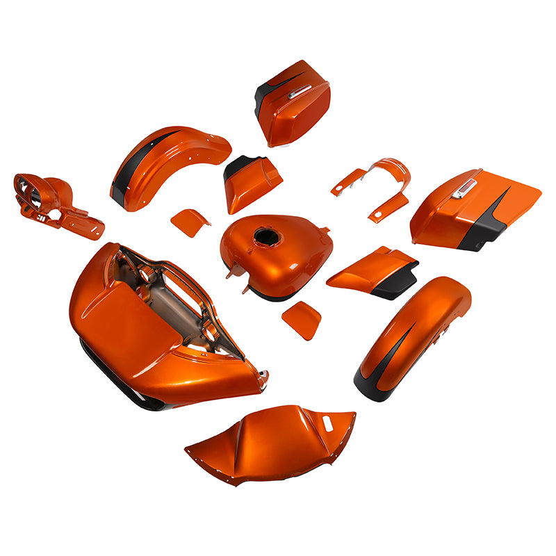 HR3 Scorched Orange / Black Denim Complete Body Fairing Kit For Harley Road Glide Special FLTRXS 15-23