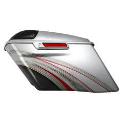 HR3 Candy Red / Silver Honeycomb Fade CVO Stretched Saddlebags with Speaker Lids For 14-23 Harley Touring