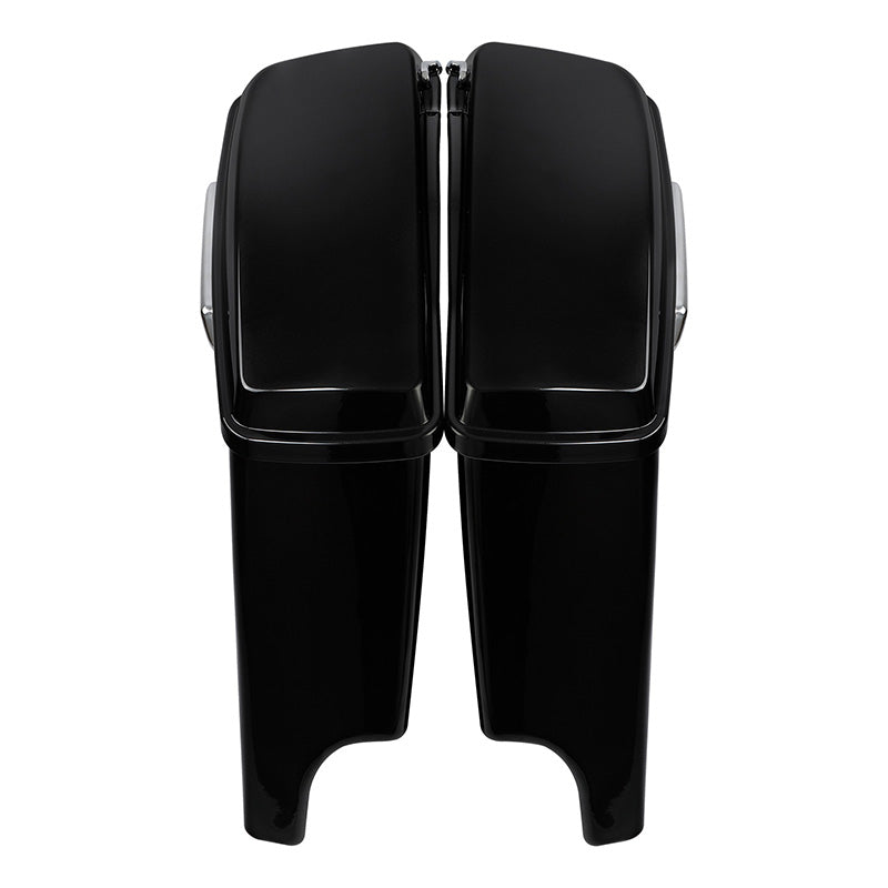 HR3 Black Quartz 5" Stretched Extended Saddlebags For Harley Touring 2014-2023