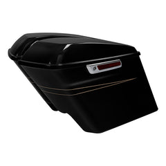HR3 Black Quartz 5" Stretched Extended Saddlebags For Harley Touring 2014-2023