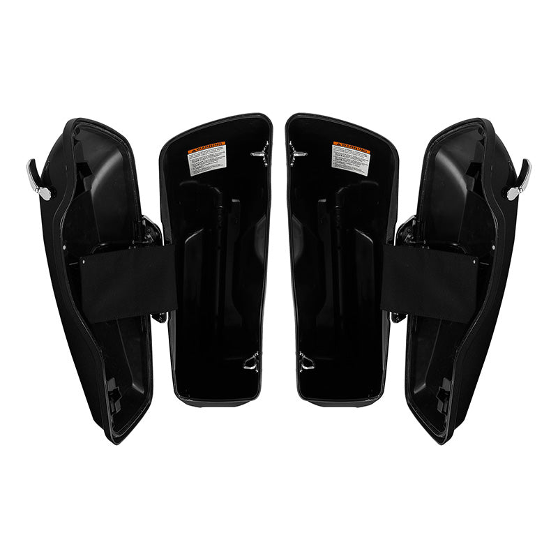 HR3 Black Quartz 5" Stretched Extended Saddlebags For Harley Touring 2014-2023