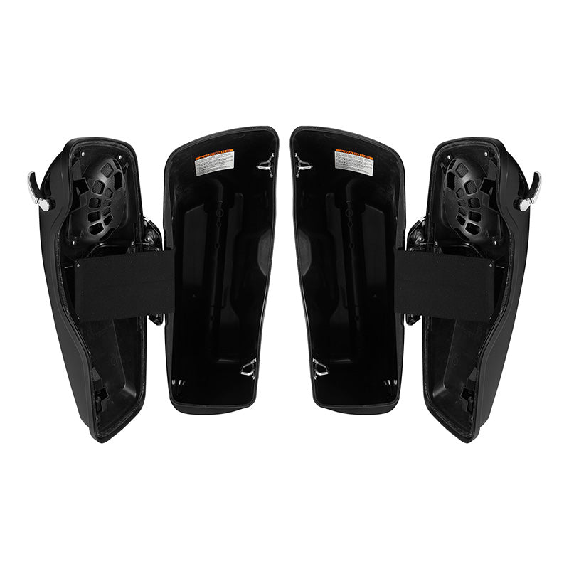 HR3 Black Quartz 2016RGS CVO Stretched Saddlebags with Speaker Lids For 14-23 Harley Touring