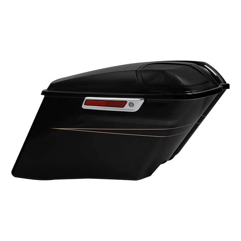 HR3 Black Quartz 2016RGS CVO Stretched Saddlebags with Speaker Lids For 14-23 Harley Touring