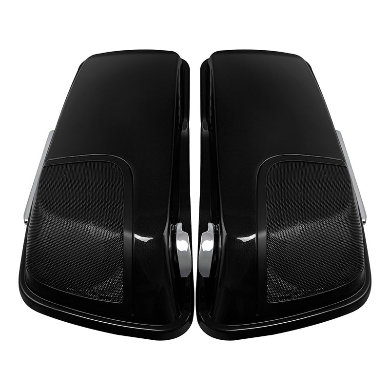 HR3 Black Quartz 2016RGS CVO Stretched Saddlebags with Speaker Lids For 14-23 Harley Touring
