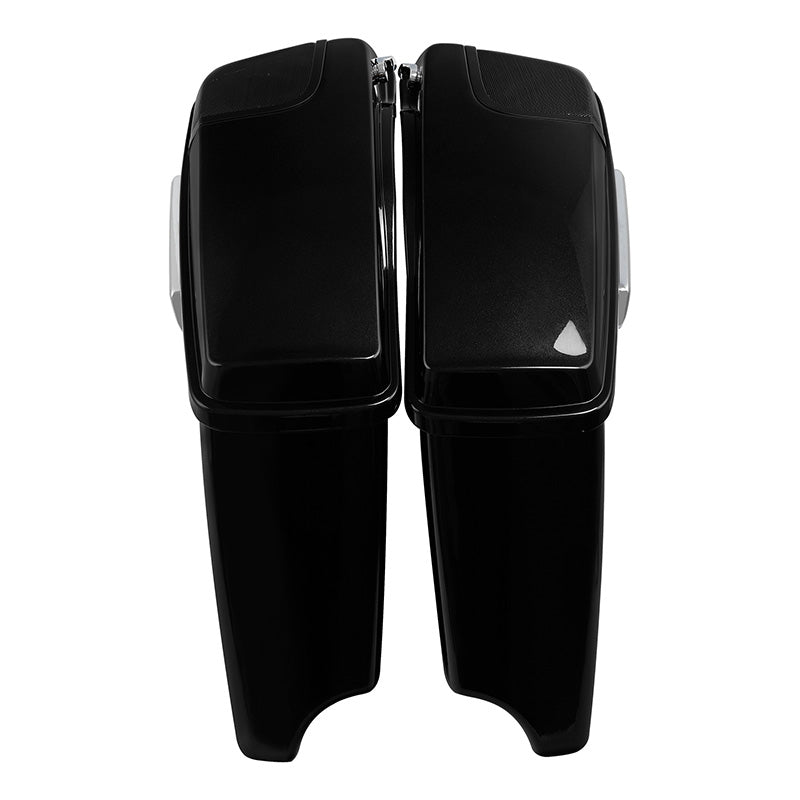 HR3 Black Quartz 2016RGS CVO Stretched Saddlebags with Speaker Lids For 14-23 Harley Touring