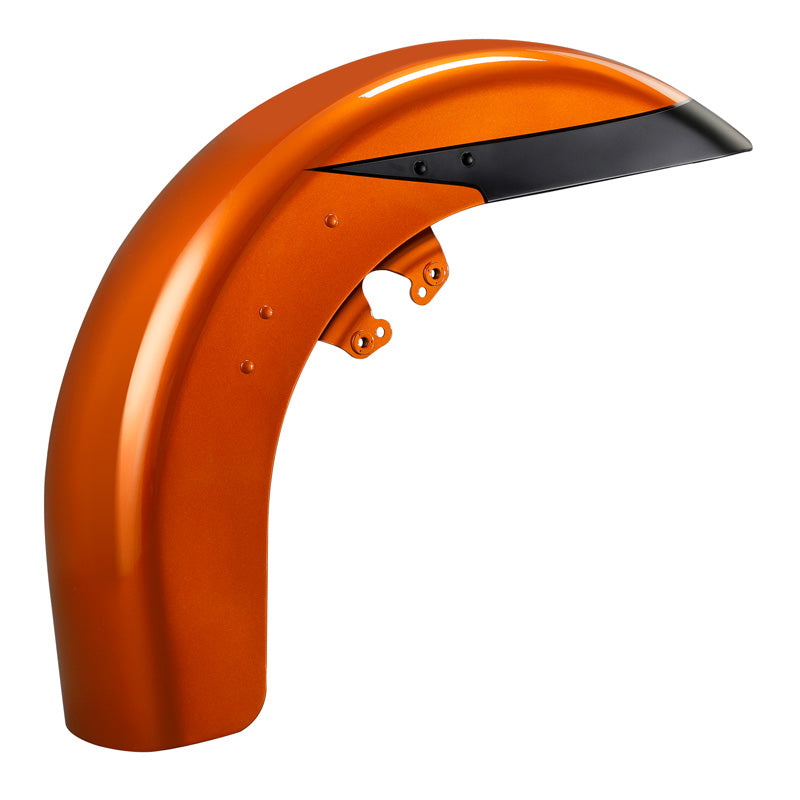 HR3 Scorched Orange / Black Denim Motorcycle 18" Wide Tire Front Mudguard Fender For Harley Touring Models 2014-2023