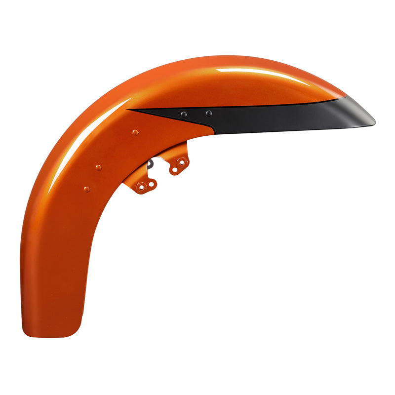 HR3 Scorched Orange / Black Denim Motorcycle 18" Wide Tire Front Mudguard Fender For Harley Touring Models 2014-2023