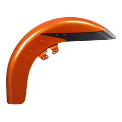 HR3 Scorched Orange / Black Denim Motorcycle 18" Wide Tire Front Mudguard Fender For Harley Touring Models 2014-2023