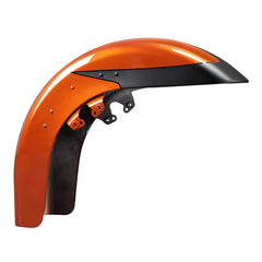 HR3 Scorched Orange / Black Denim Motorcycle 18" Wide Tire Front Mudguard Fender For Harley Touring Models 2014-2023