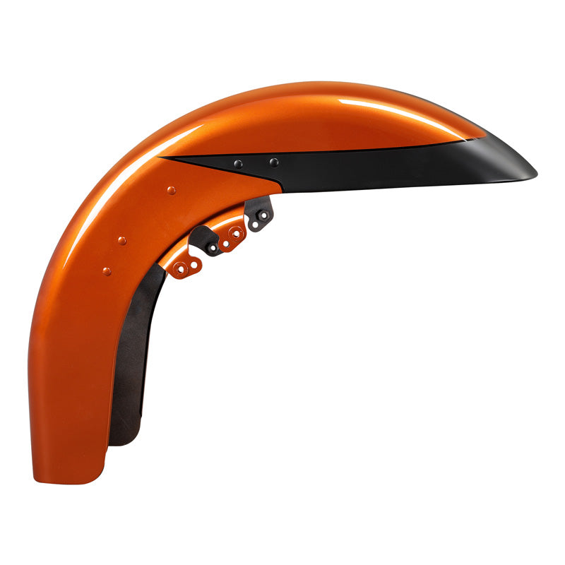 HR3 Scorched Orange / Black Denim Motorcycle 18" Wide Tire Front Mudguard Fender For Harley Touring Models 2014-2023