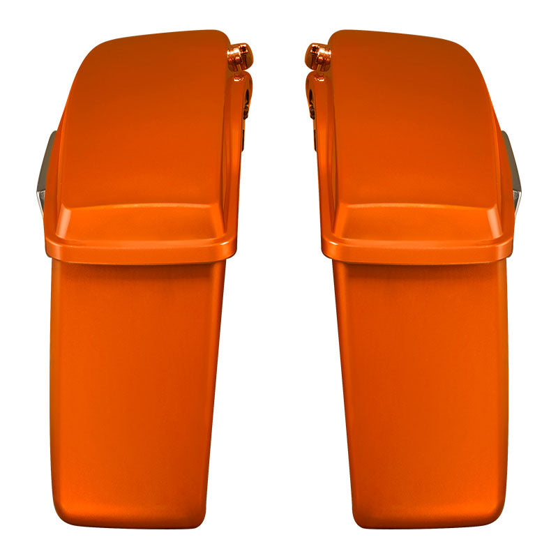 HR3 Scorched Orange / Black Denim Hard Saddlebags (Regular) For 14-23 Harley Touring