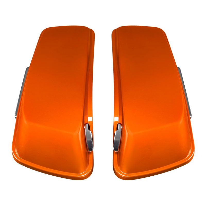 HR3 Scorched Orange / Black Denim Hard Saddlebags (Regular) For 14-23 Harley Touring